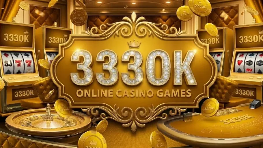 A triumphant gambler engulfed in golden tokens beside a radiant wheel of destiny — symbolizing the opulence of 333OK.
